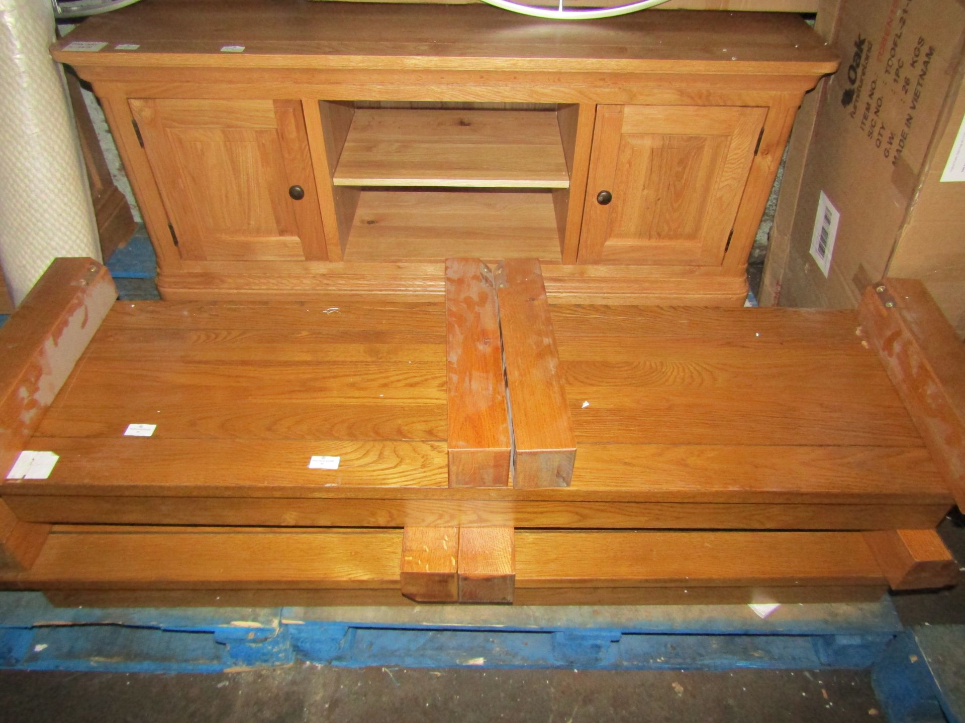 Oak Furnitureland Original Rustic Solid Oak 4Ft 11 Bench RRP Â£199.99 (SKU OAK-APM-BEN150RUS PID