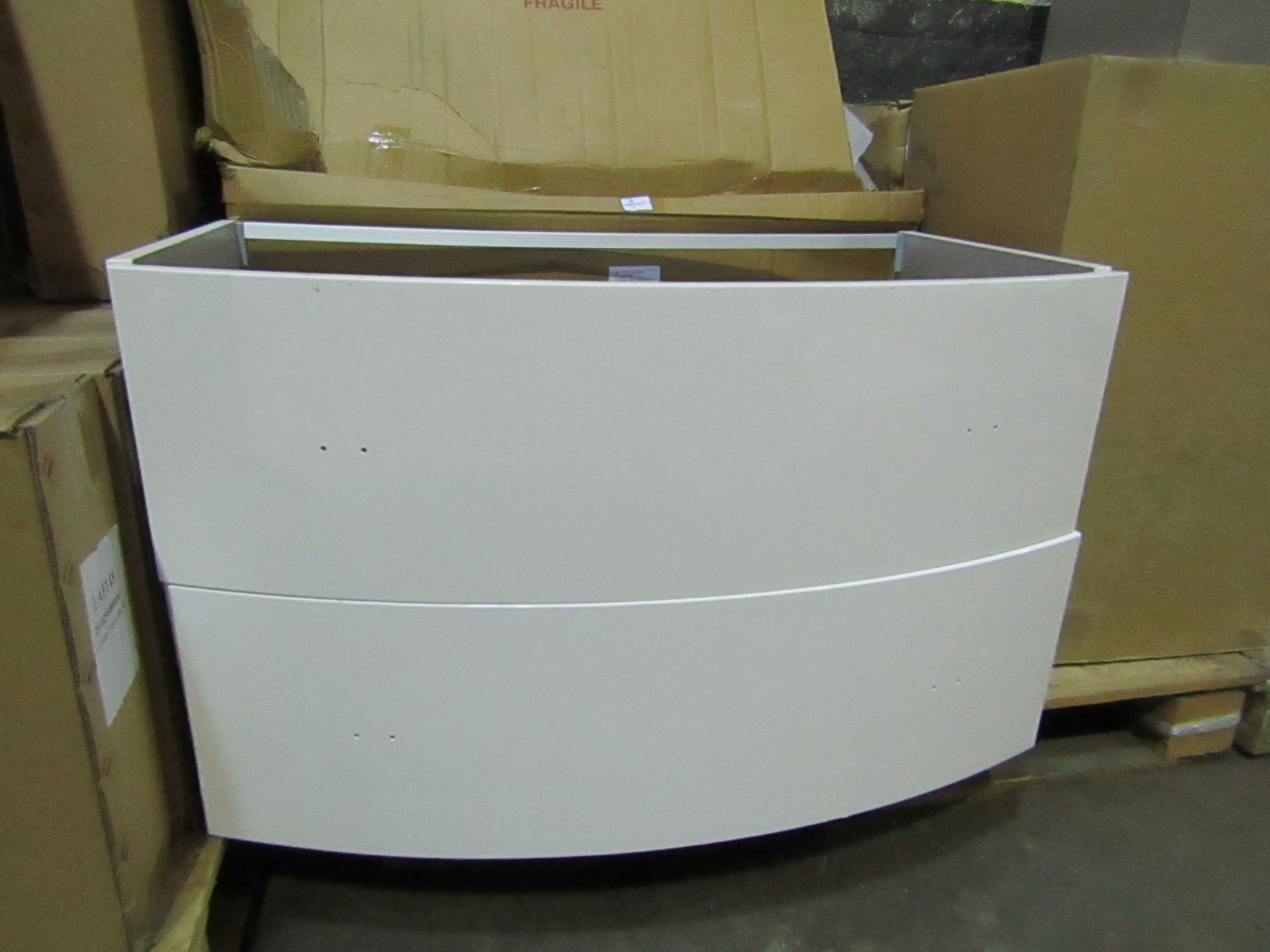 Vue Gloss White Curved Cabinet 900mm - Unchecked & Boxed.