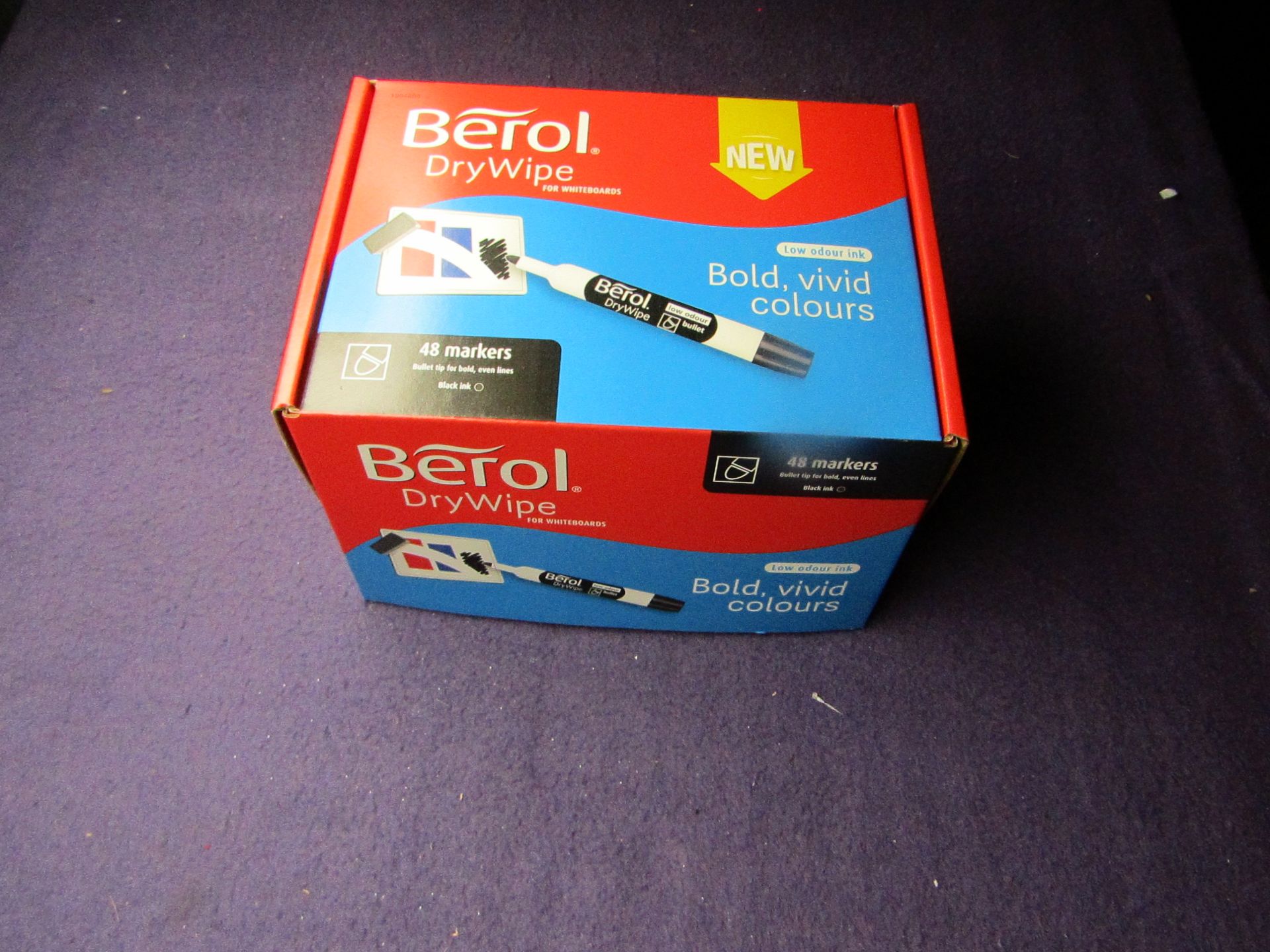 Berol - Dry Wipe White Board Markers - Black Ink - ( 48-Pieces Per Box ) - Unused & Boxed.