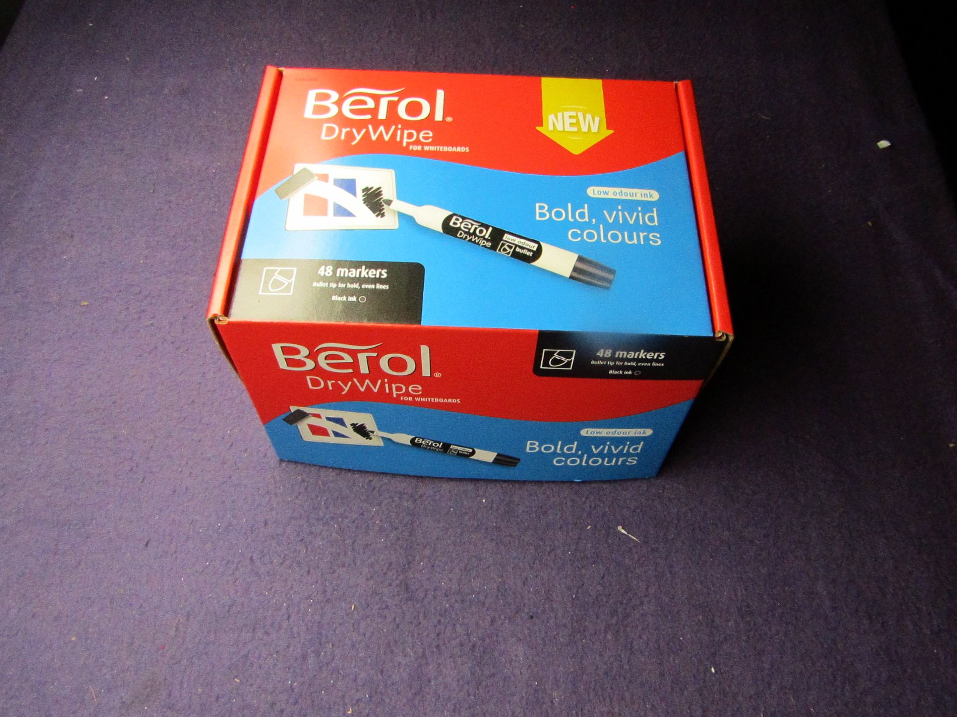 Berol - Dry Wipe White Board Markers - Black Ink - ( 48-Pieces Per Box ) - Unused & Boxed.