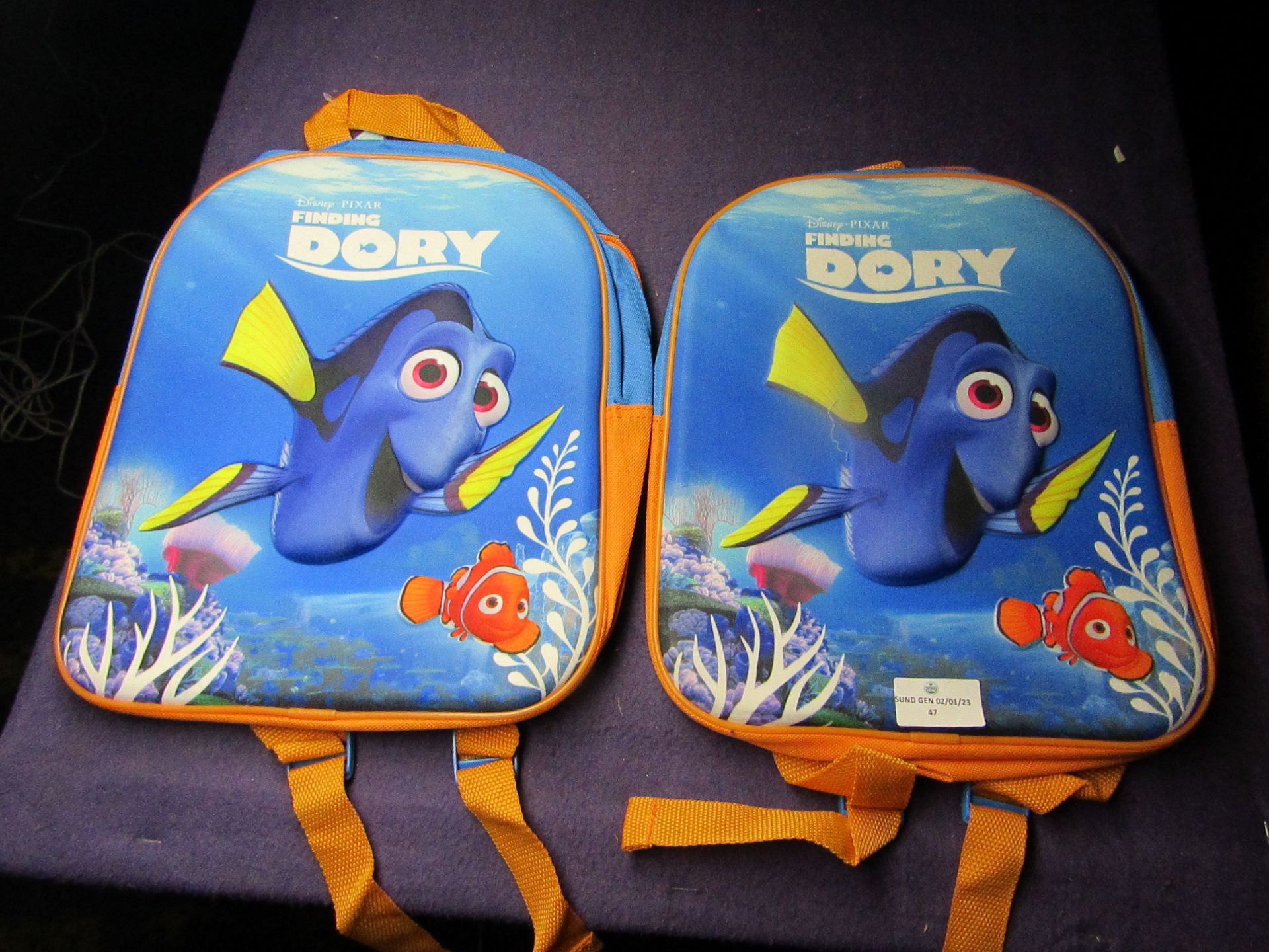 2x Finding Dory - 3D Backpack - Unused, No Packaging.