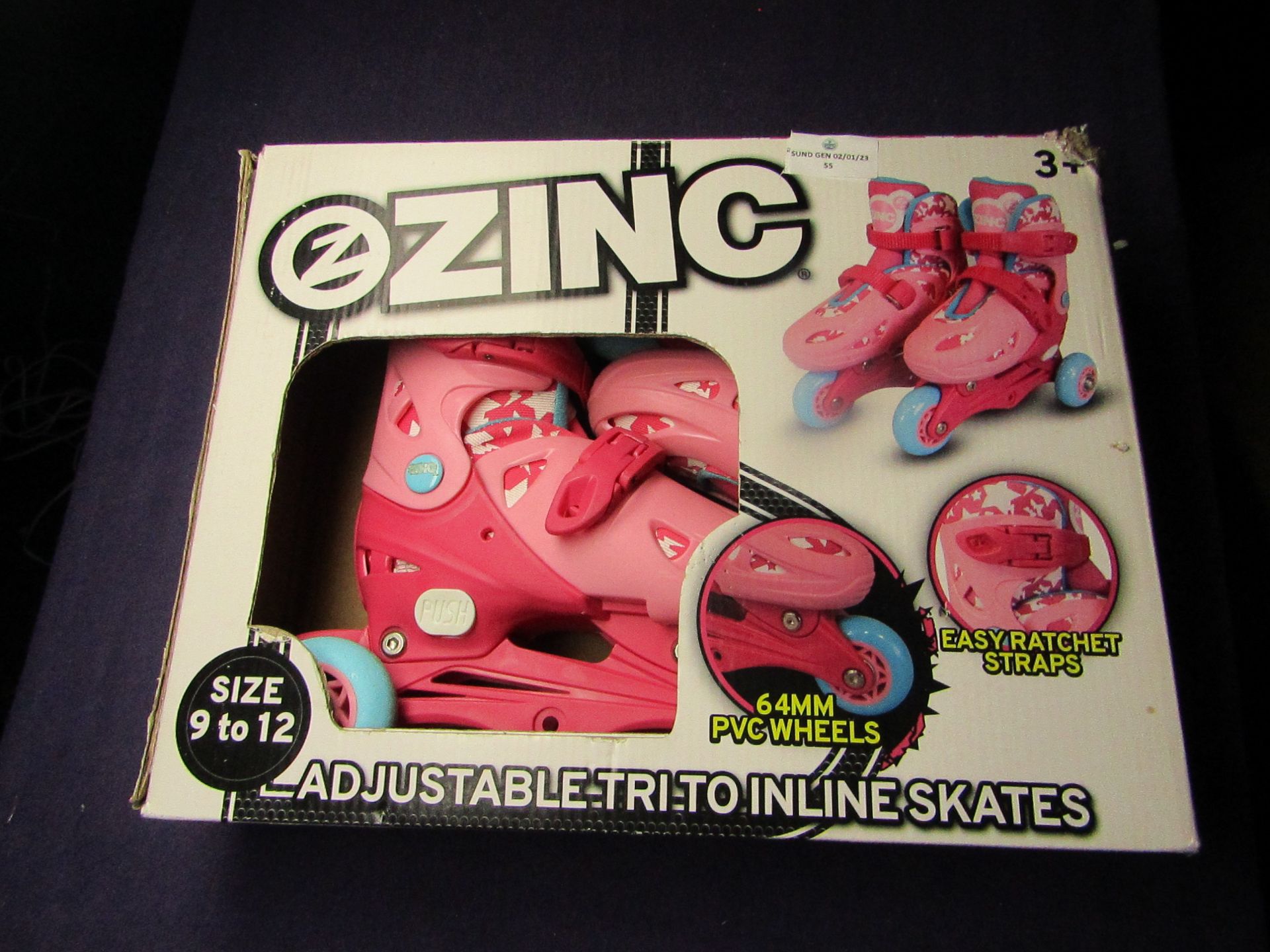 Zinc - Adjustable Tri To Inline Skates Pink - Girls Size 6-12 - Used Condition, Still Very Good