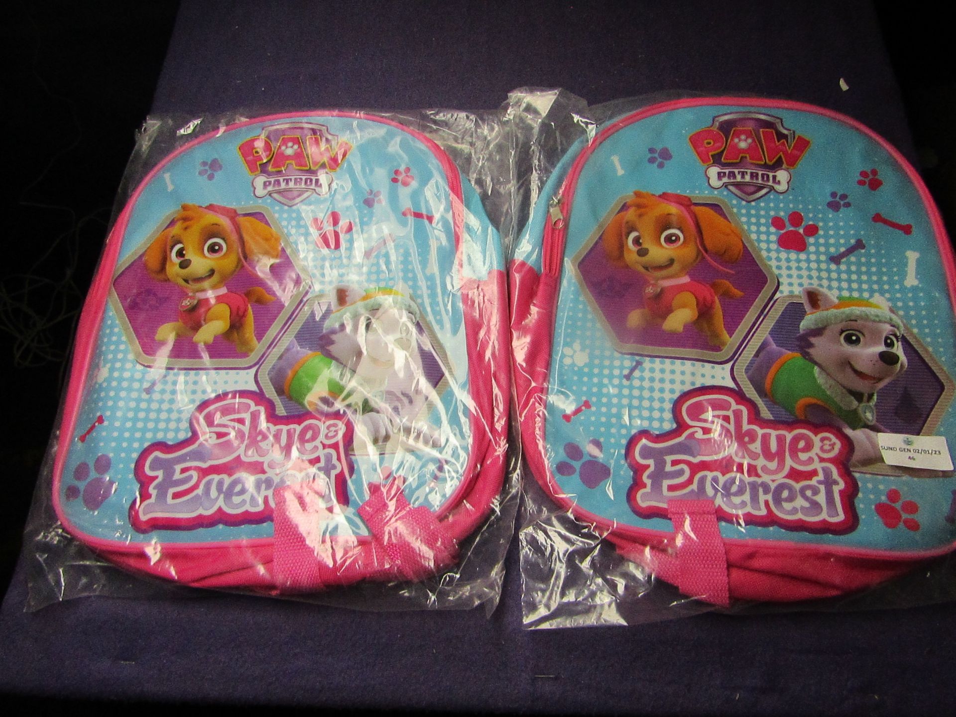 2x Paw Patrol - Skye & Everest Backpack - Unused & Packaged.