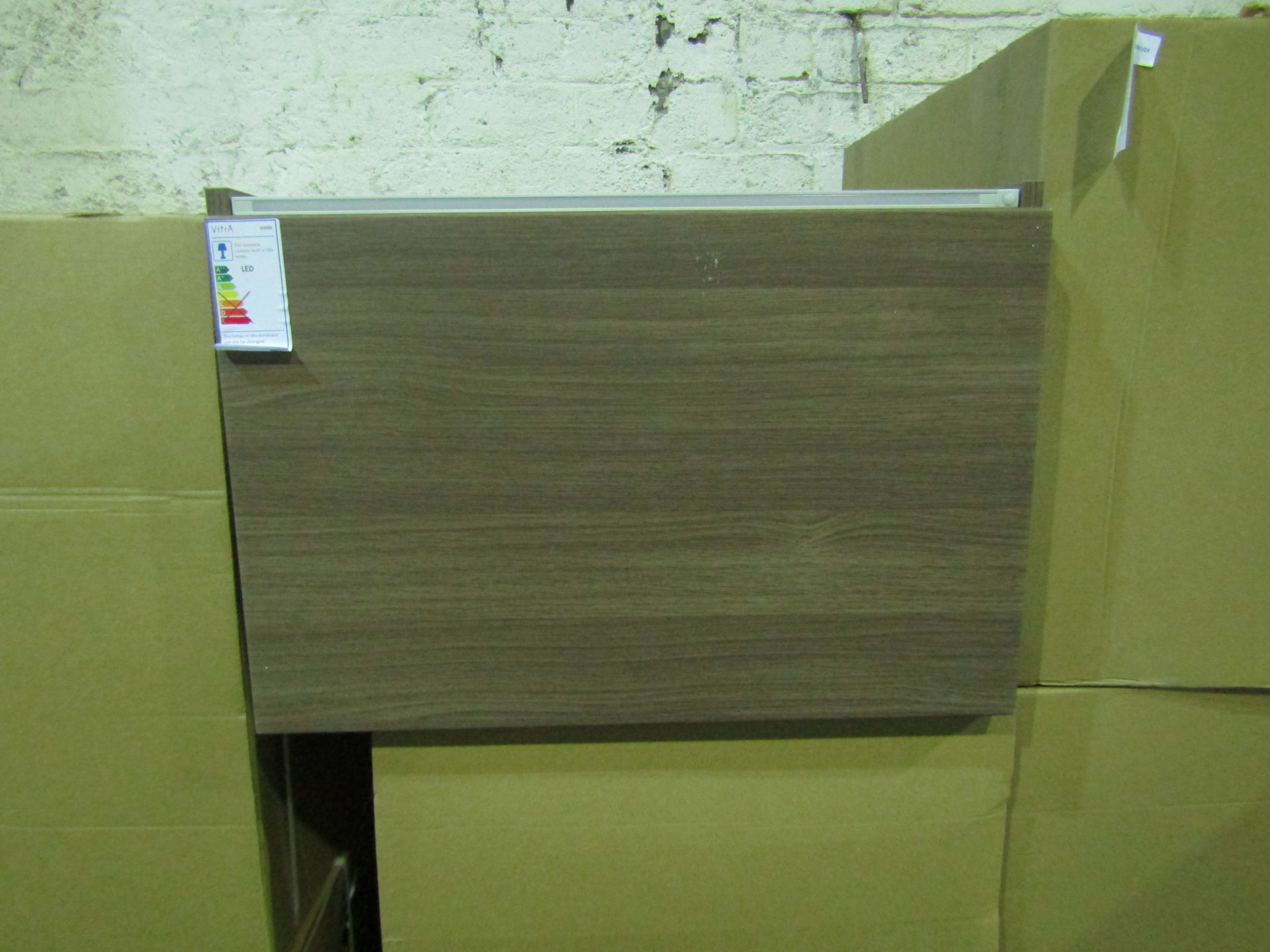 VitrA - LED Lit Wall-Hung 1-Drawer Bathroom Vanity Unit ( Textured Brown - 60cm Long ) - Good