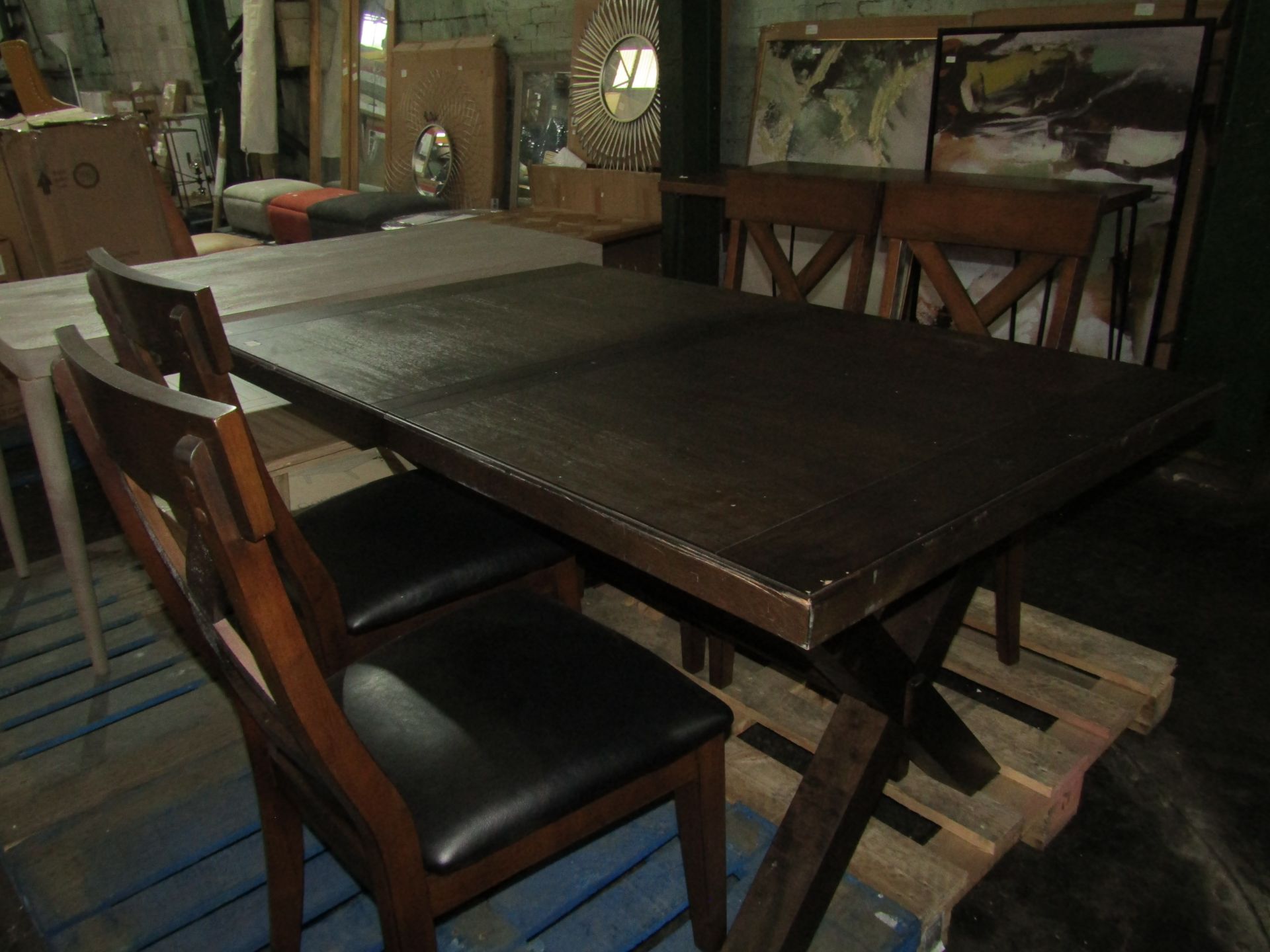 Costco Extending Dining Table With 4 Chairs, The Top of The Dining Table Has a Few Minor Marks &