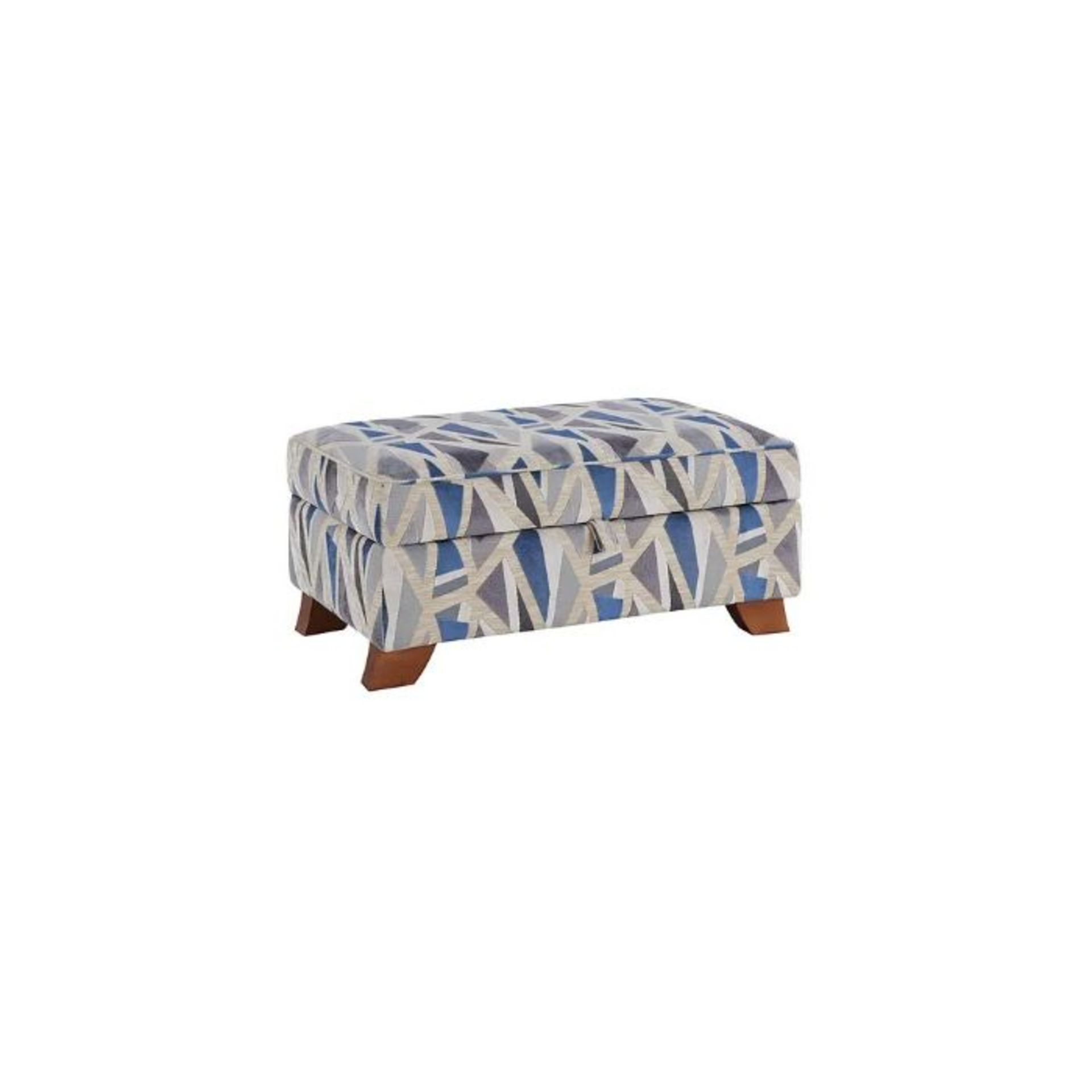 Oak Furnitureland Claremont Accent Storage Footstool In Patterned Navy Fabric RRP ?599.99