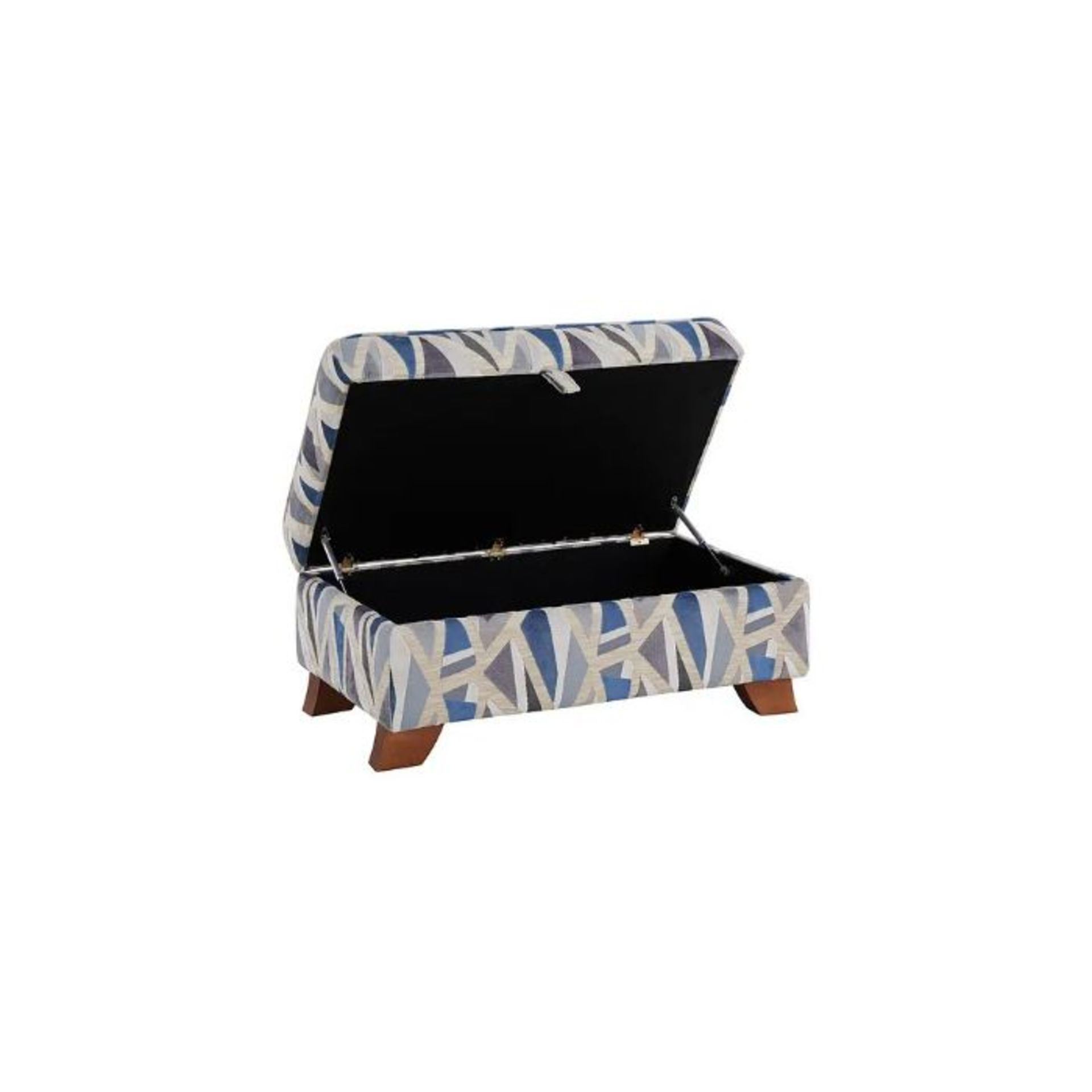 Oak Furnitureland Claremont Accent Storage Footstool In Patterned Navy Fabric RRP ?599.99 - Image 8 of 8