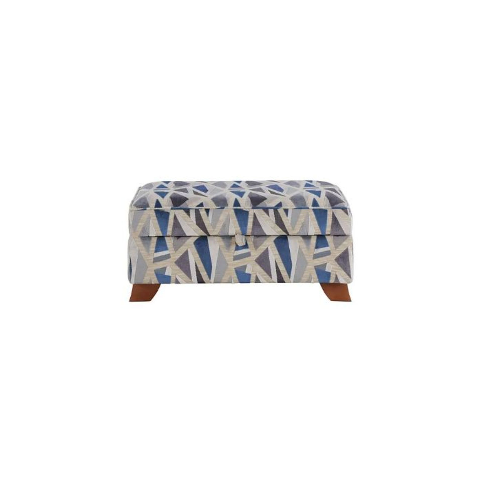 Oak Furnitureland Claremont Accent Storage Footstool In Patterned Navy Fabric RRP ?599.99 - Image 7 of 8