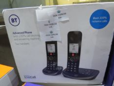 set of 2x BT Advanced phone with call blocker, unchecked and boxed