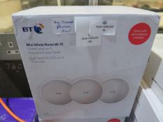 BT AC1200 Mini Whole home wifi add on disc, boxed and powers on but we havent checked it any