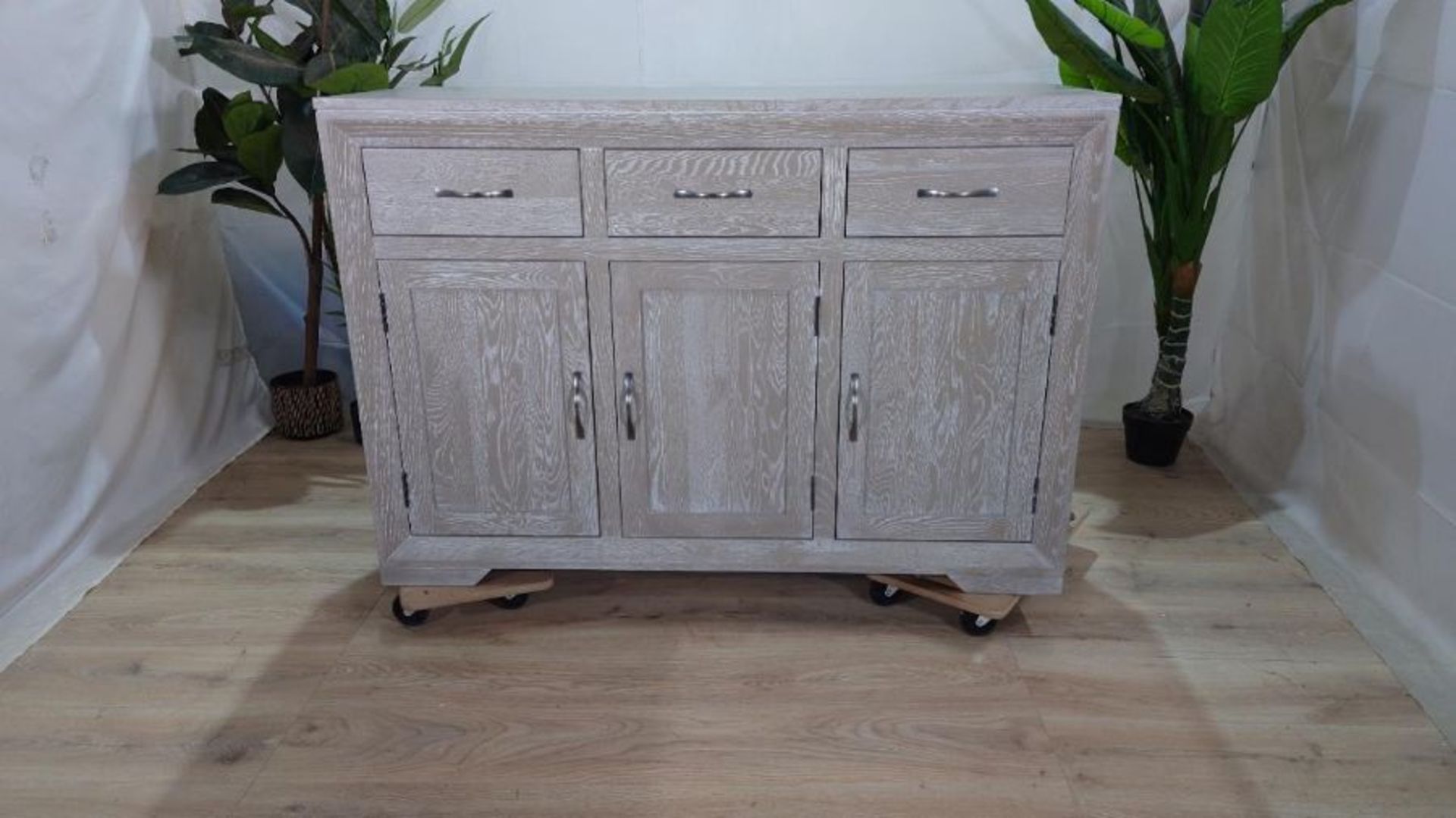 Oak Furnitureland Willow Grey Washed Solid Oak Large Sideboard - RRP ?444.99 Oak Furnitureland - Image 2 of 10