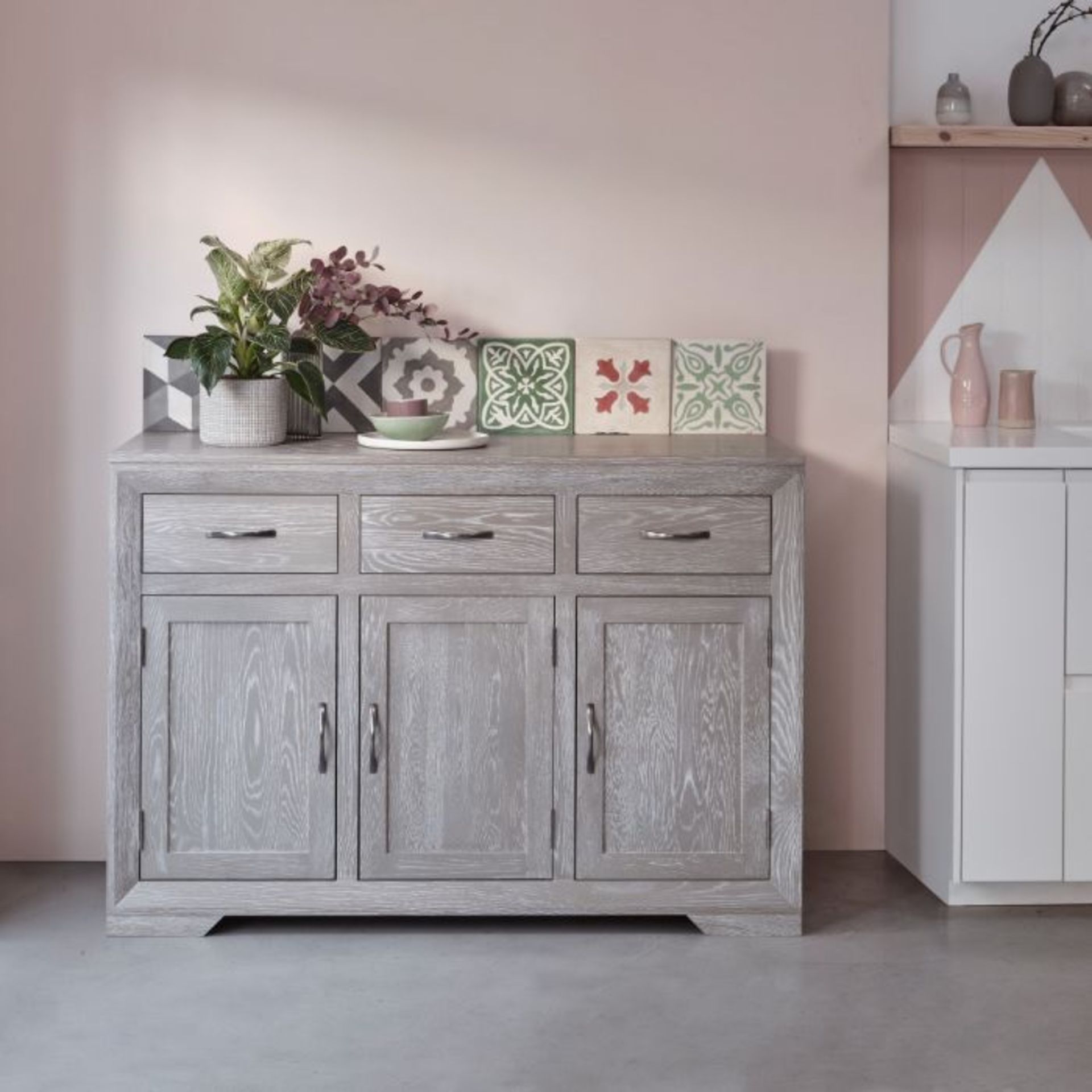 Oak Furnitureland Willow Grey Washed Solid Oak Large Sideboard - RRP ?444.99 Oak Furnitureland