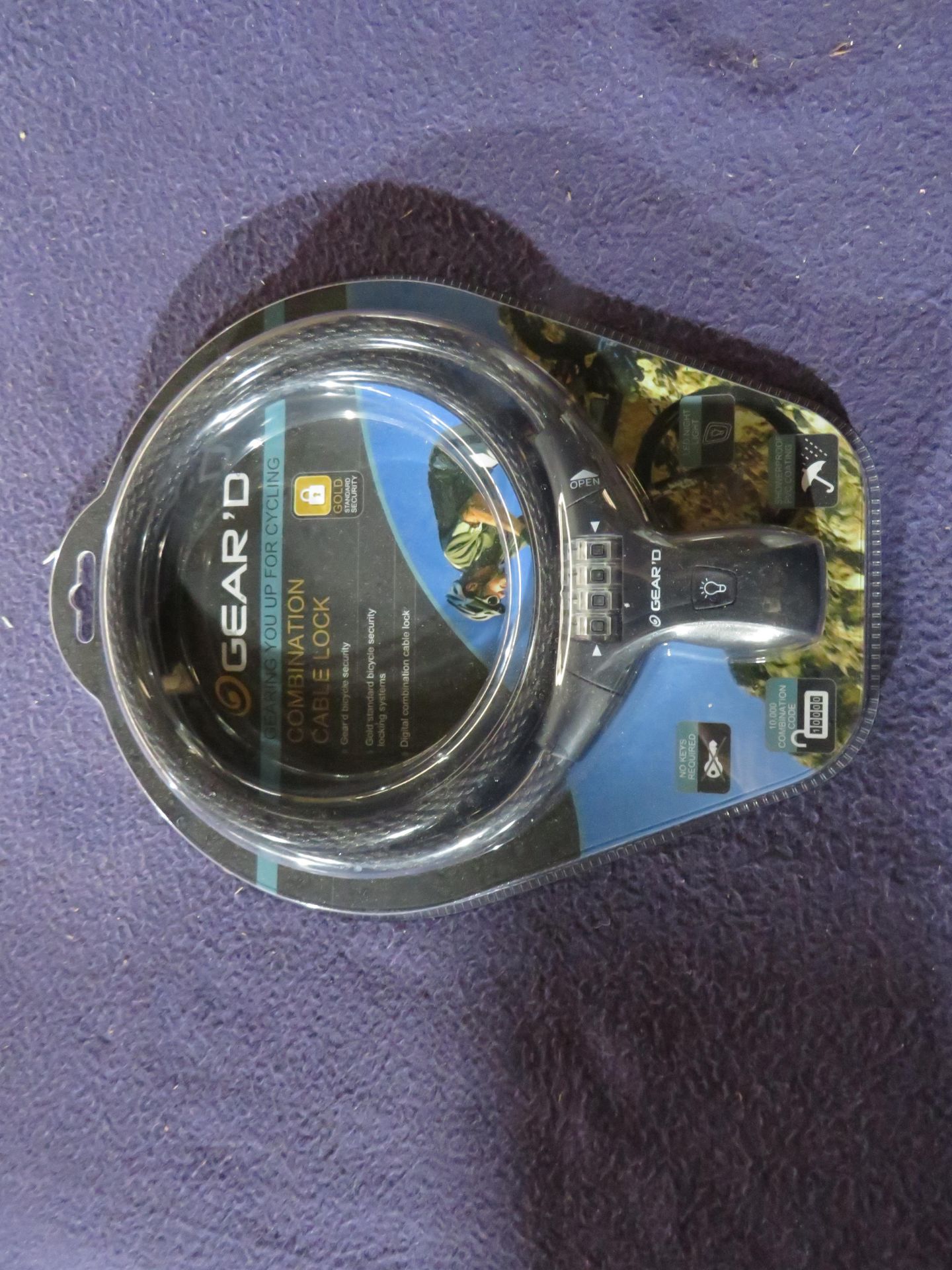 5x Gear'D - Combination Cable Lock for Bicycle - New & Packaged.