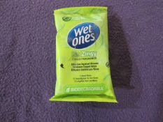 3x WetOnes - Zingy Biodegradable Hand Wipes ( 12 Packs Per Box ) - Unused & Boxed.