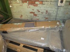 Pallet of mixed BER furiture pieces incuding a wooden top dining table.