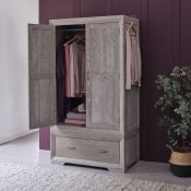 Oak Furnitureland Willow Light Grey Double Wardrobe Solid Oak RRP ?799.99 Oak Furnitureland Willow