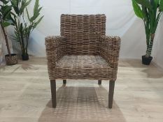 Cox & Cox Round Rattan Carver Chair RRP ?250.00 Cox & Cox Round Rattan Armchair Crafted from