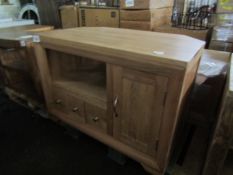 Oak Furnitureland Bevel Natural Solid Oak Corner Tv Cabinet RRP Â£299.99 The Bevel wooden corner