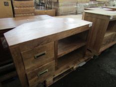 Oak Furnitureland Bali Corner Tv Unit Solid Mango RRP Â£294.99 Add a touch of global style to your