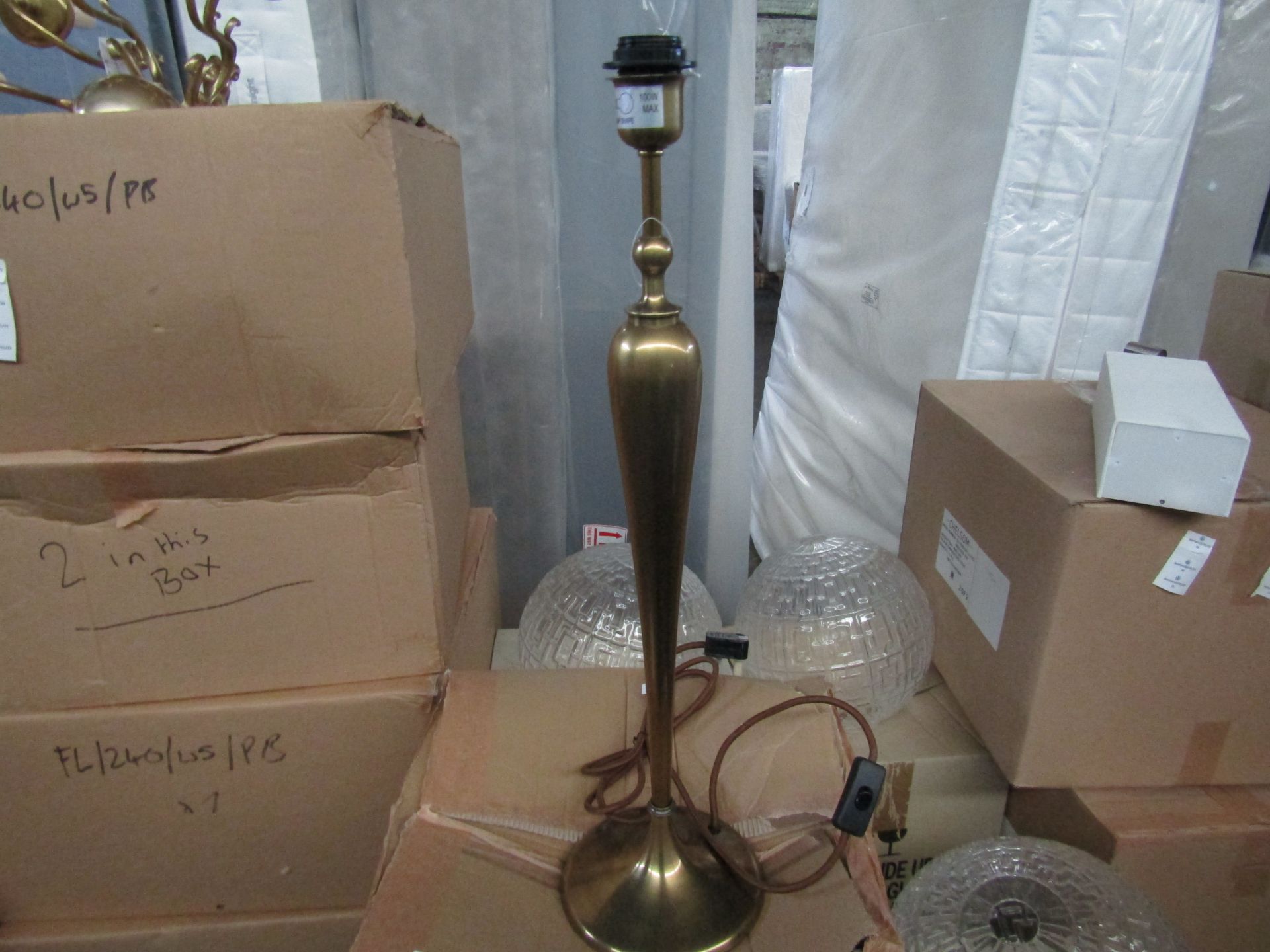 Chelsom Lighting Brushed Brass Tall Table Lamp - Good Condition.