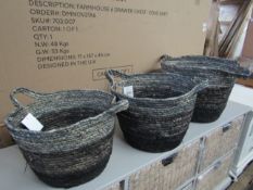 Cox & Cox Black Ombre Storage Baskets RRP Â£95.00 Crafted from cornleaf for a natural, lightweight