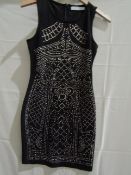 Lucy Wong Dress Black With Gold Coloured Design Size S new No Tags