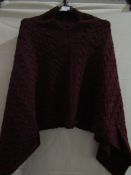 1 X Knitted Poncho"s Wine Colour One Size New & Packaged