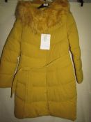 NO VAT!.Monte Cervino Collection Padded Winter Coat Mustard Colour ( Hooded ) Size EU S New With