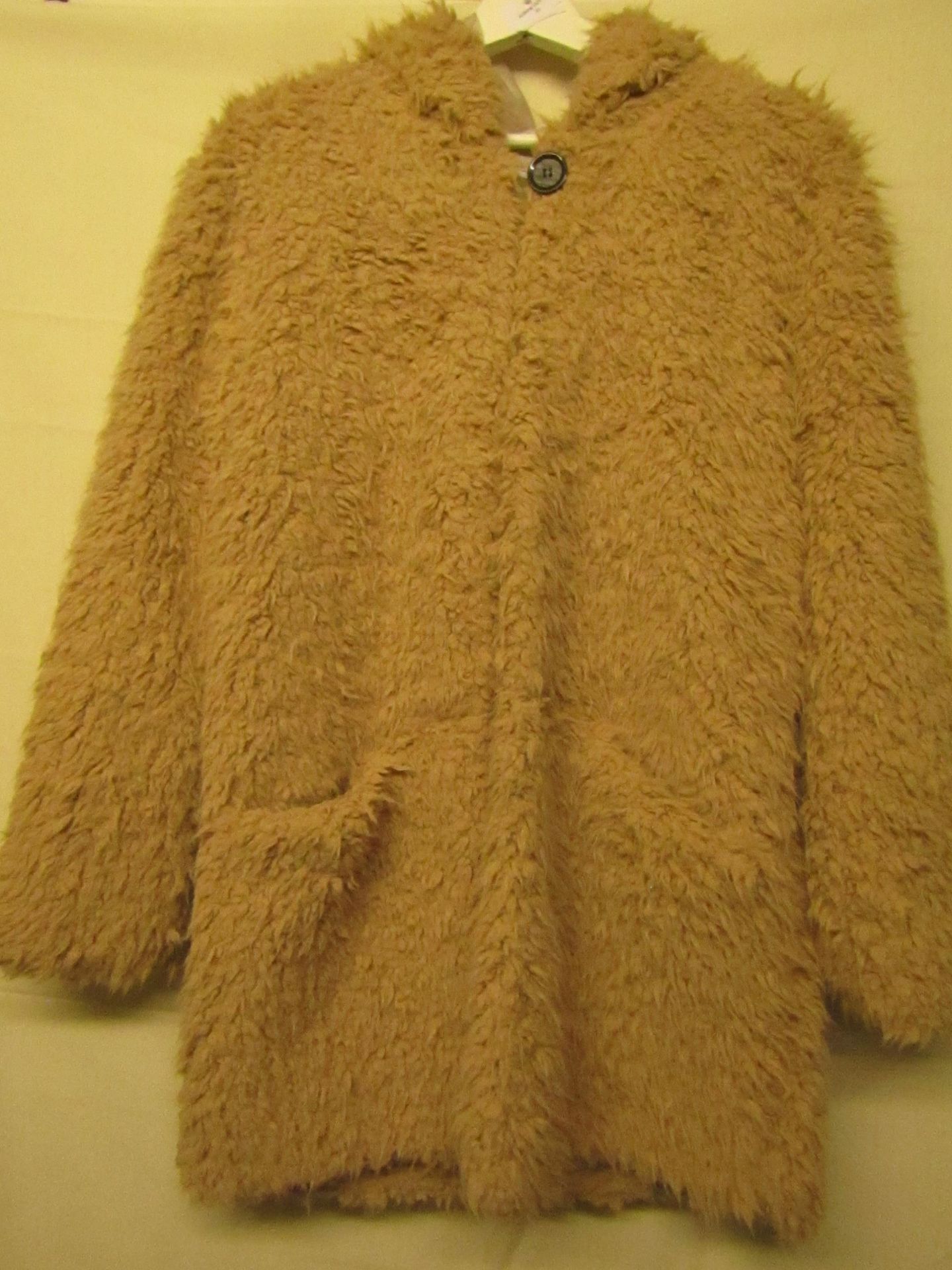 Teddy Bear Jacket Lined Beige Approx Size 12-14 New With Tags