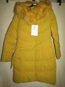 NO VAT!.Monte Cervino Collection Padded Winter Coat Mustard Colour ( Hooded ) Size EU S New With