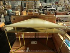 Swoon Aero Corner Desk in Brass RRP Â£239 SKU SWO-GW-aerodeskcornerspcbl-A+ PID SWO-GW-19592 This