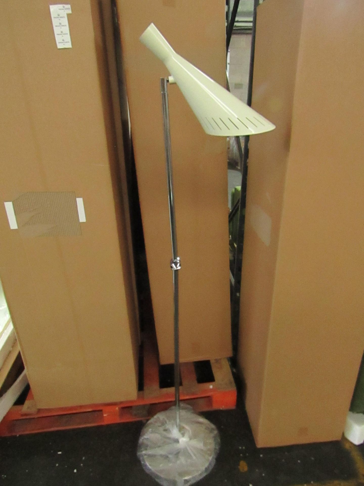 Chelsom - Adjustable LED Floor Lamp - Chrome With Cream Shade - MT/13/FS/IV/C - New & Boxed.