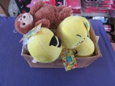 1x Box Containing Approx 12 Assorted Small Plush Toys - No Packaging.