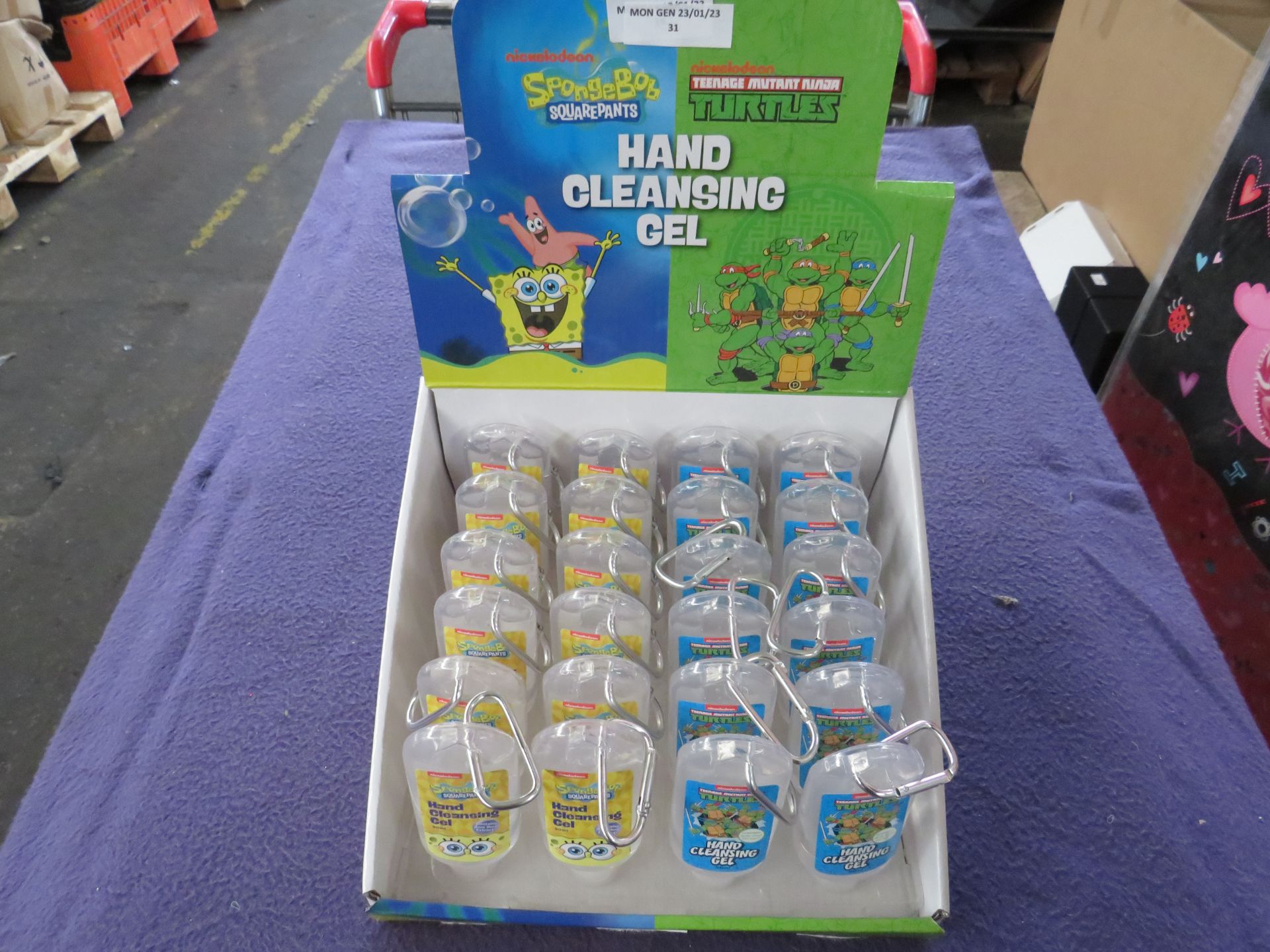 12x Spongbob Squarepants - Hand Cleansing Gel 50ml - Unused. 12x Teenage Mutant Ninja Turtles --