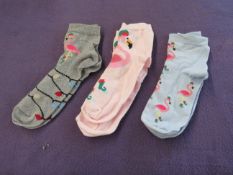 2x Flamingo - 3-Pairs Of Socks Set - New & Boxed.
