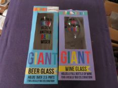 2x Various Giant Personalised Glasses - Unused & Boxed.