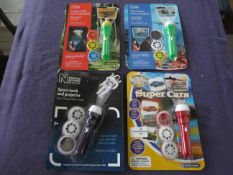 4x Assorted Toy Torch Projectors - Unused & Boxed.