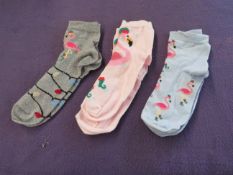 2x Flamingo - 3-Pairs Of Socks Set - New & Boxed.