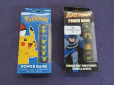 1x Batman - Powerbank - Unused & Boxed. 1x Pokemon - Power Bank - Unused & Boxed.