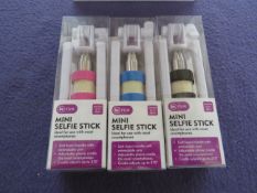 12x InFun - Mini Selfie Sticks ( Assorted Colours ) - New & Packaged.