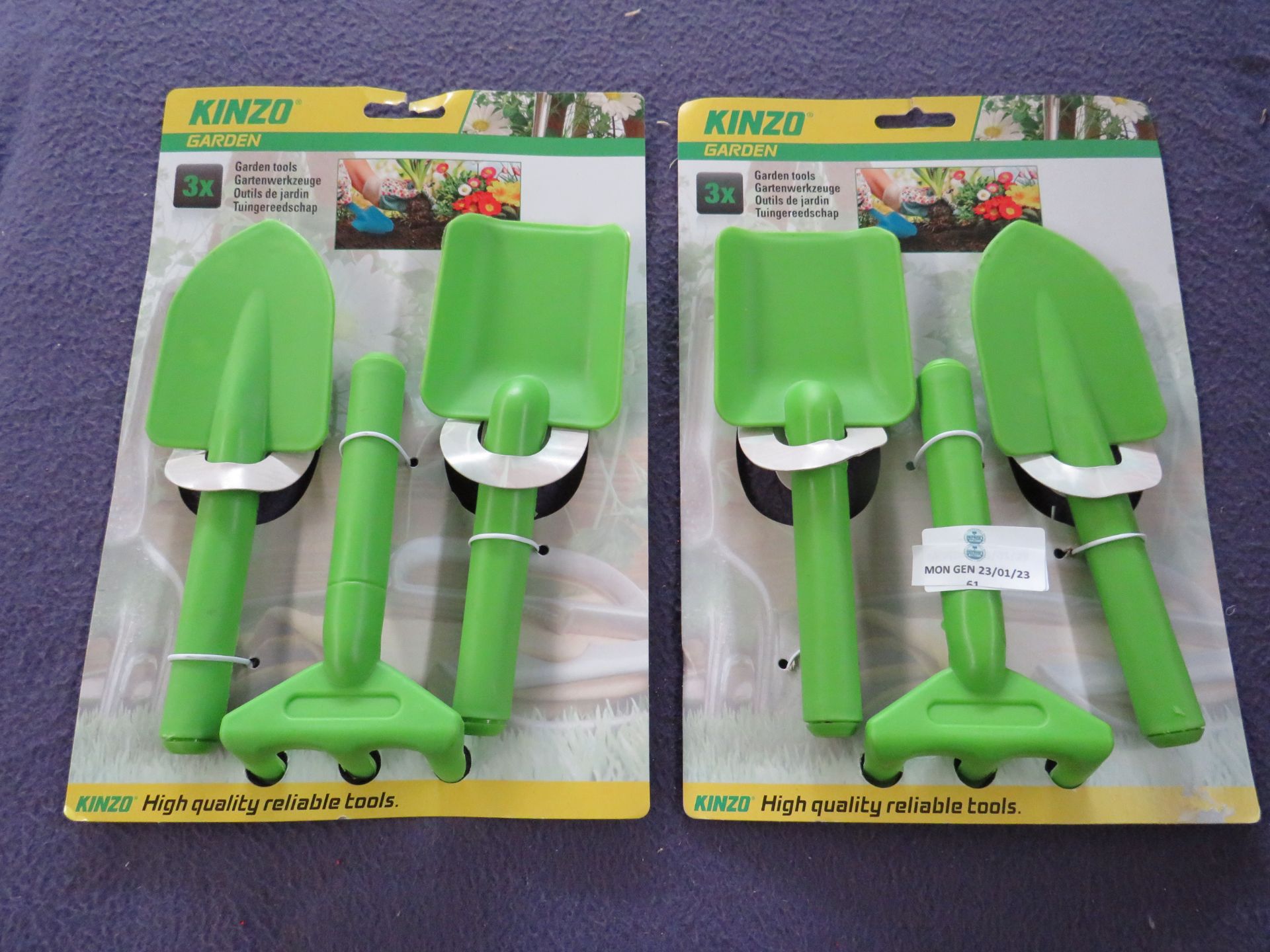 2x Kinzo Garden - 3-Piece Garden Tool Set - Unused.