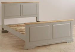 Oak Furnitureland St Ives Natural Oak And Light Grey Painted 4Ft 6 Double Bed RRP ¶œ399.99 This