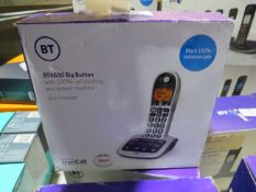 BT Essential Two Handsets with easy call blocking and Answering Machine untested and boxed.