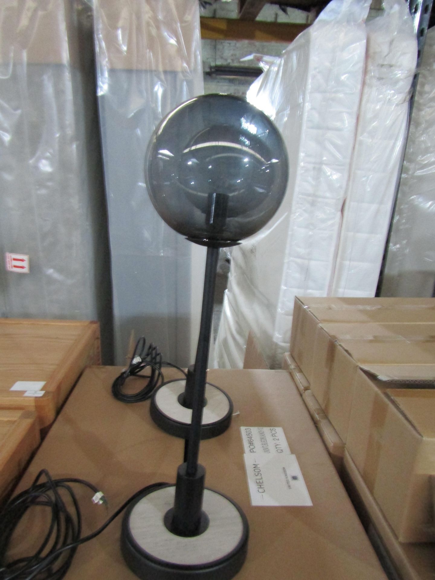 Chelsom Lighting Lunar Black Ceiling Pendant Light, Steel Stone & Glass - Good Condition.