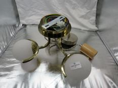 Dunelm EX-Display 3 Arm Brass Coloured Light Fitting