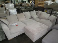 Oak Furnitureland Nebraska Left Hand Corner Pillow Back Sofa With Storage Footstool In Aero Silver