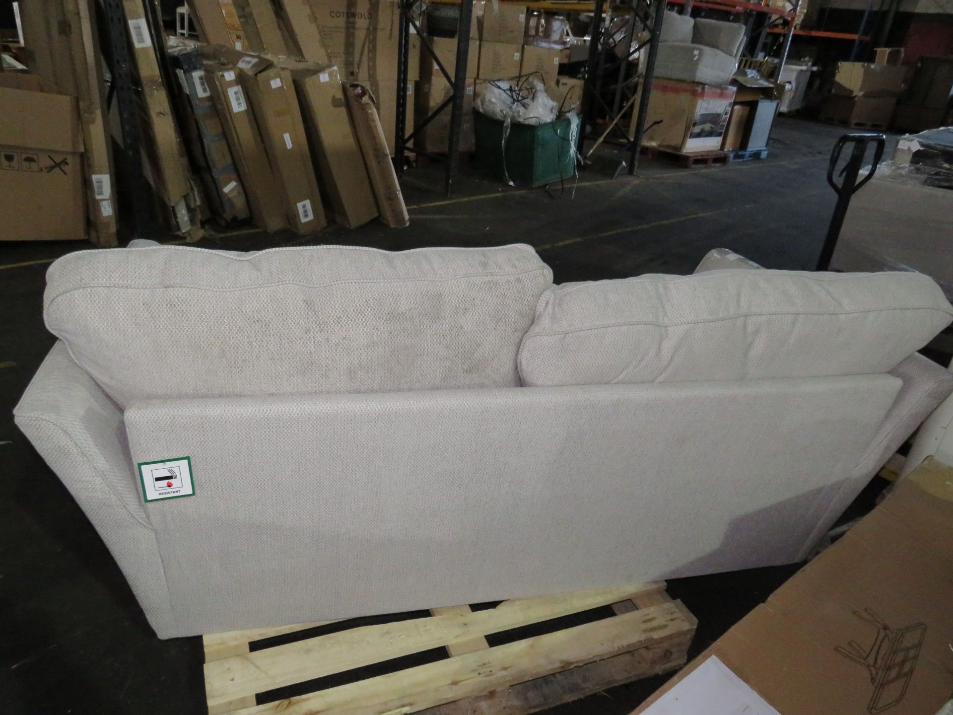 Oak Furnitureland Gainsborough 3 Seater Sofa in Minerva Silver with Slate Scatters RRP “?1149.99 SKU - Image 3 of 3