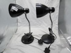 2x Adjustable Flexible Black Desk Lamps - May Have Makes Present, No Packaging.