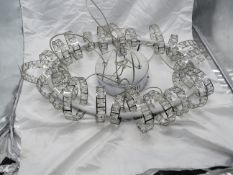 Chrome & Crystal Design Pendent Light Fitting ( See Image For Design) - May Have Marks Present, No