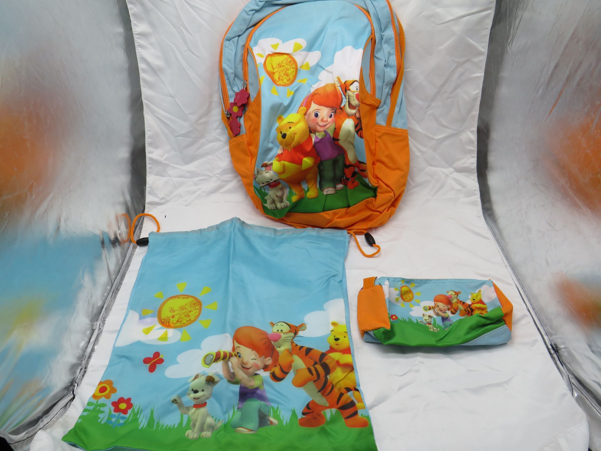 3x Winnie The Pooh - 3-Piece Bag Set ( Backpack, String Bag, Stationary Case ) - New & Packaged.